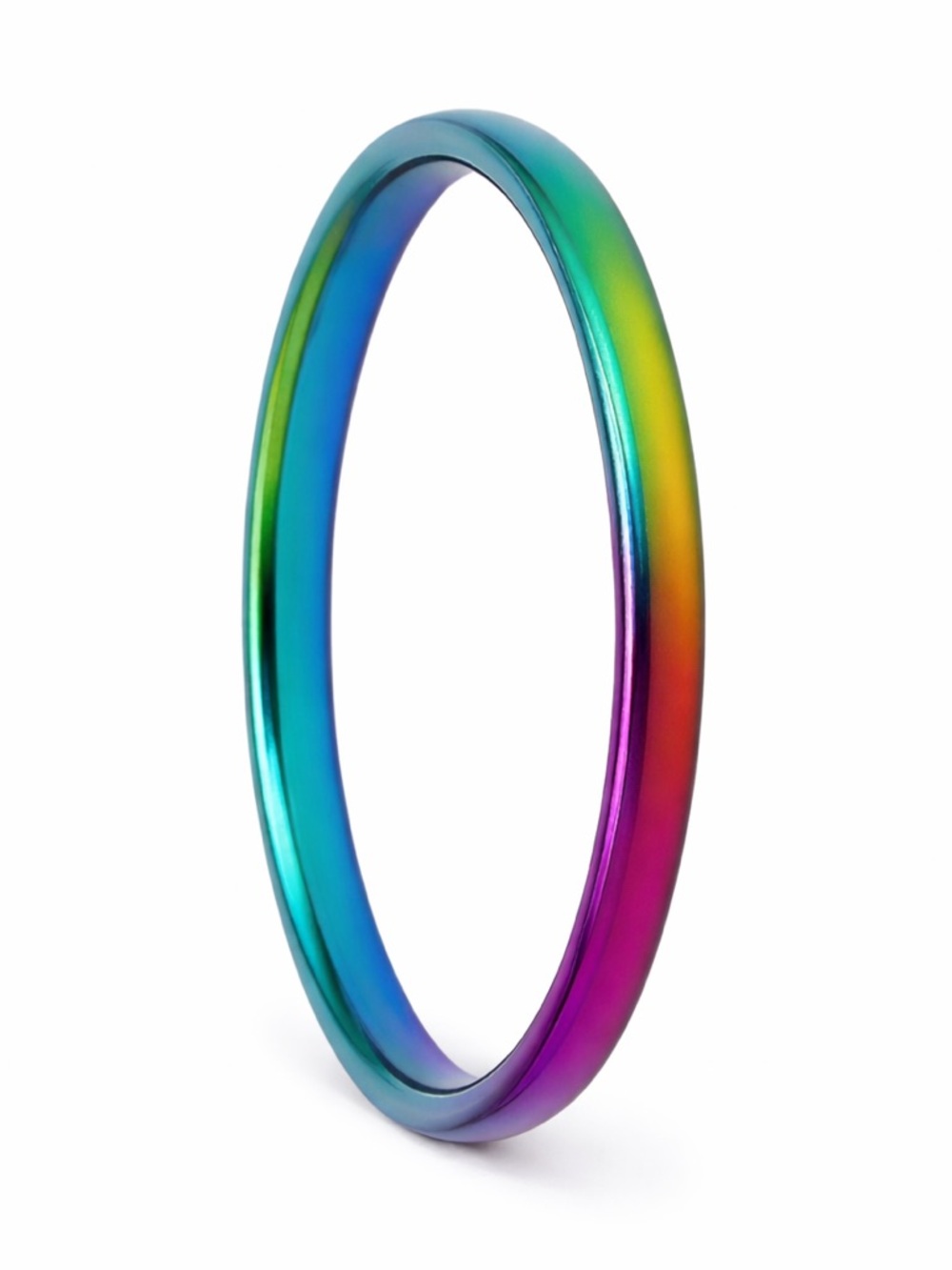 Rainbow Stainless Steel Ring | Iridescent Band Color Shift Oil Slick Jewelry